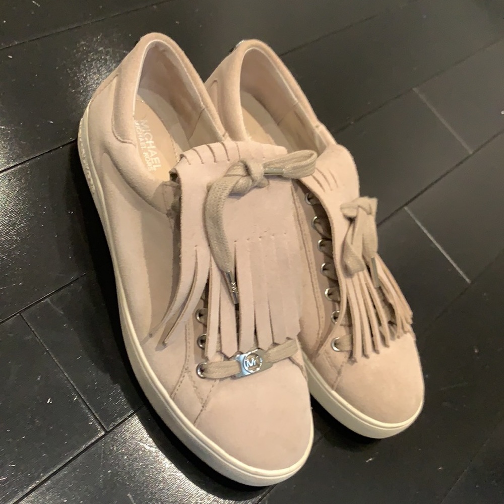 Authentic Michael Kors, genuine suede sneakers. Size 8. stone/tan/cream colour.